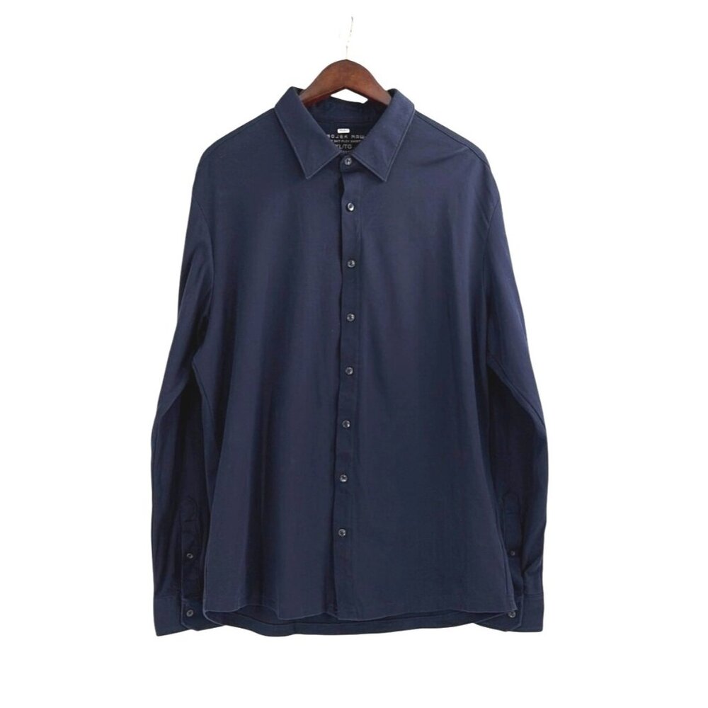 Projek Raw Mens XL 24/7 Flex Shirt Long Sleeve Button Up Shirt Navy Blue Classic
